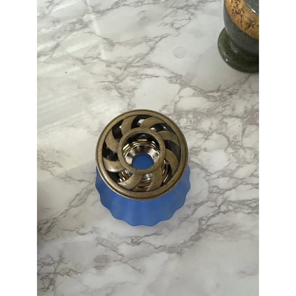 Lampe Berger Paris Frosted Blue Glass Fragrance Lamp Bronze Lattice Cap